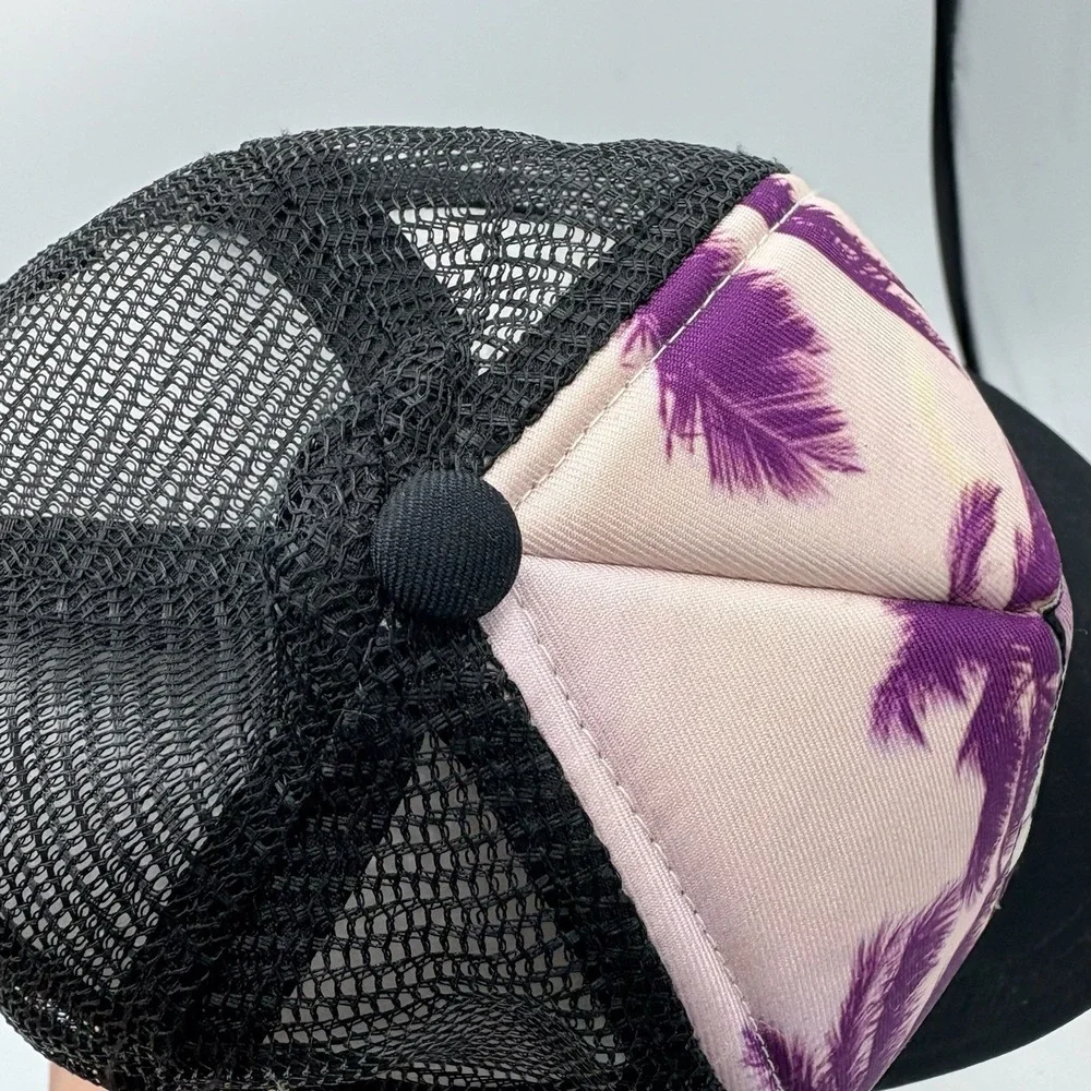 Hurley Hat Cap Womens Snapback One Size Tropical Trucker Mesh‎ Palm Tree Ca